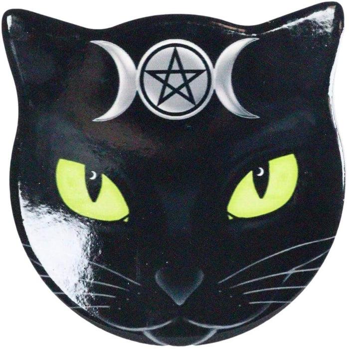 Ebros Gift Ebros Wicca Black Cat Face Triple Moon Goddess Cork Backed Ceramic Coasters 4pcs
