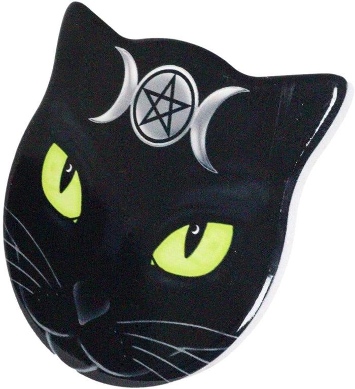 Ebros Gift Ebros Wicca Black Cat Face Triple Moon Goddess Cork Backed Ceramic Coasters 4pcs