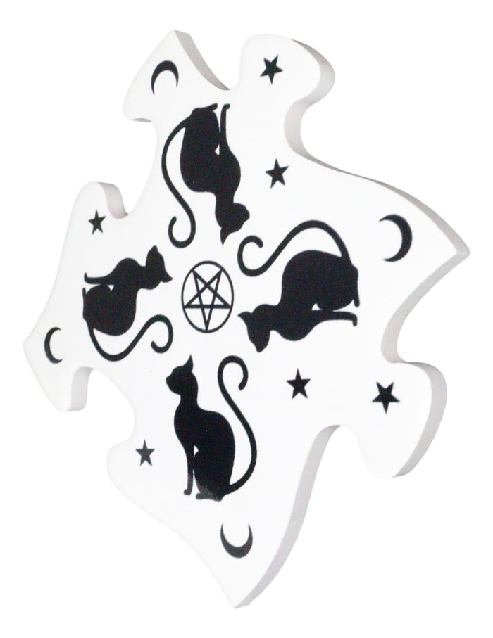 Ebros Gift Ebros Wicca Black Cat Pentagram Star Moons Cork Backed Ceramic Coaster Set Of 4
