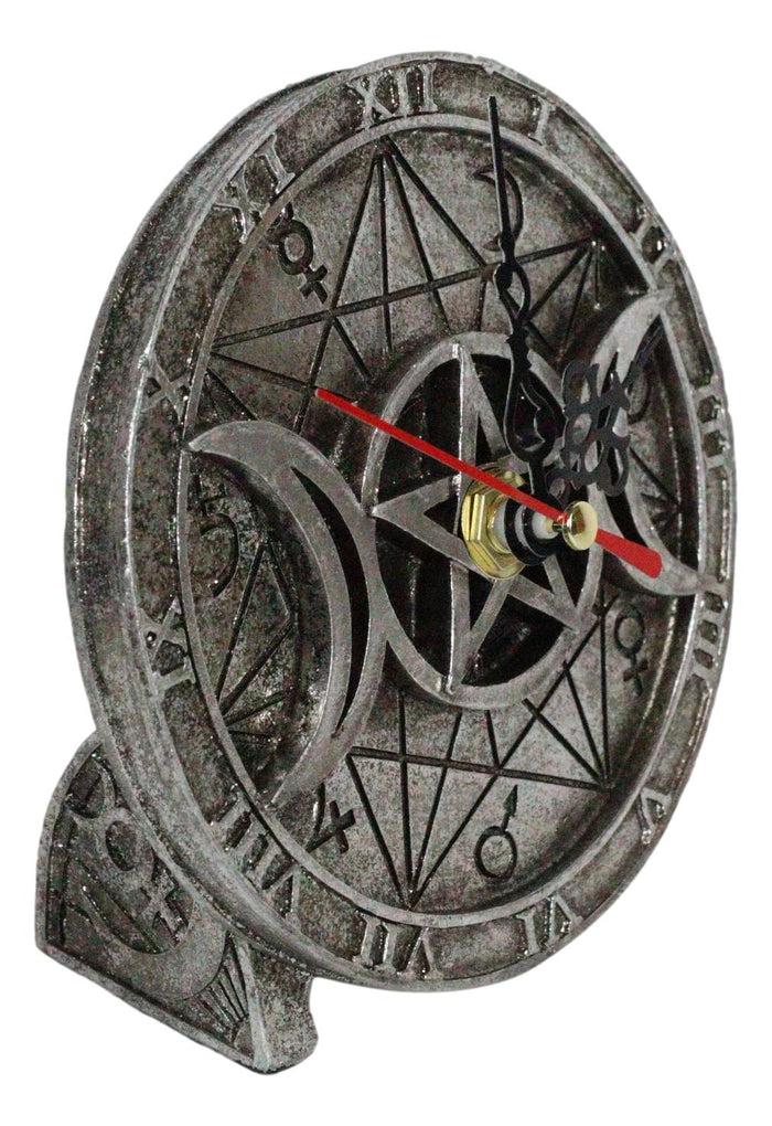 Ebros Gift Ebros Wicca Triple Moon Goddess Witches Grimoire Symbols Analog Desktop Table Clock