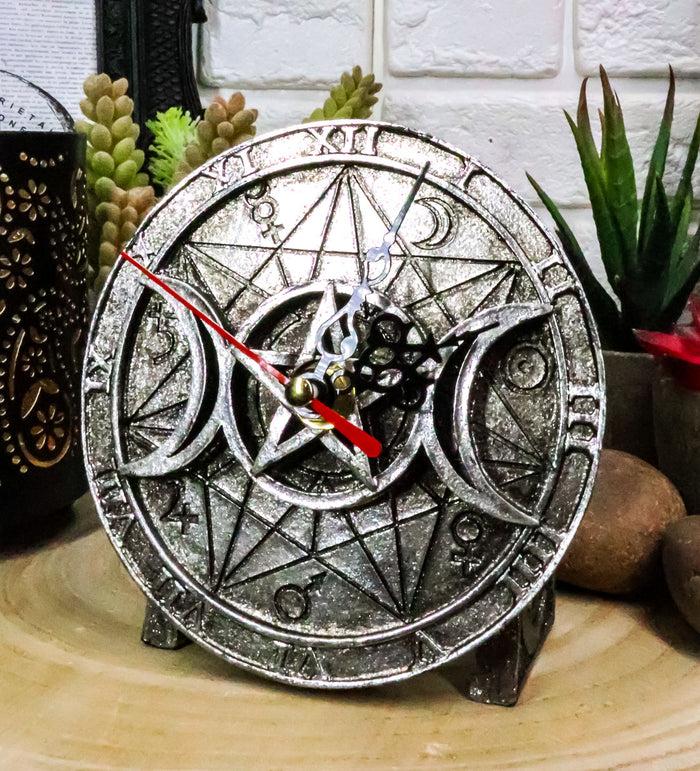 ebros gift Ebros Wicca Triple Moon Goddess Witches Grimoire Symbols Analog Desktop Table Clock