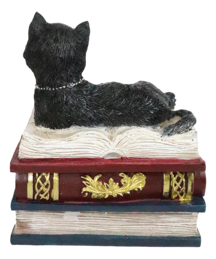 Ebros Gift Ebros Wiccan Black Cat With Pentagram Star Red Book Of Spells Box Figurine