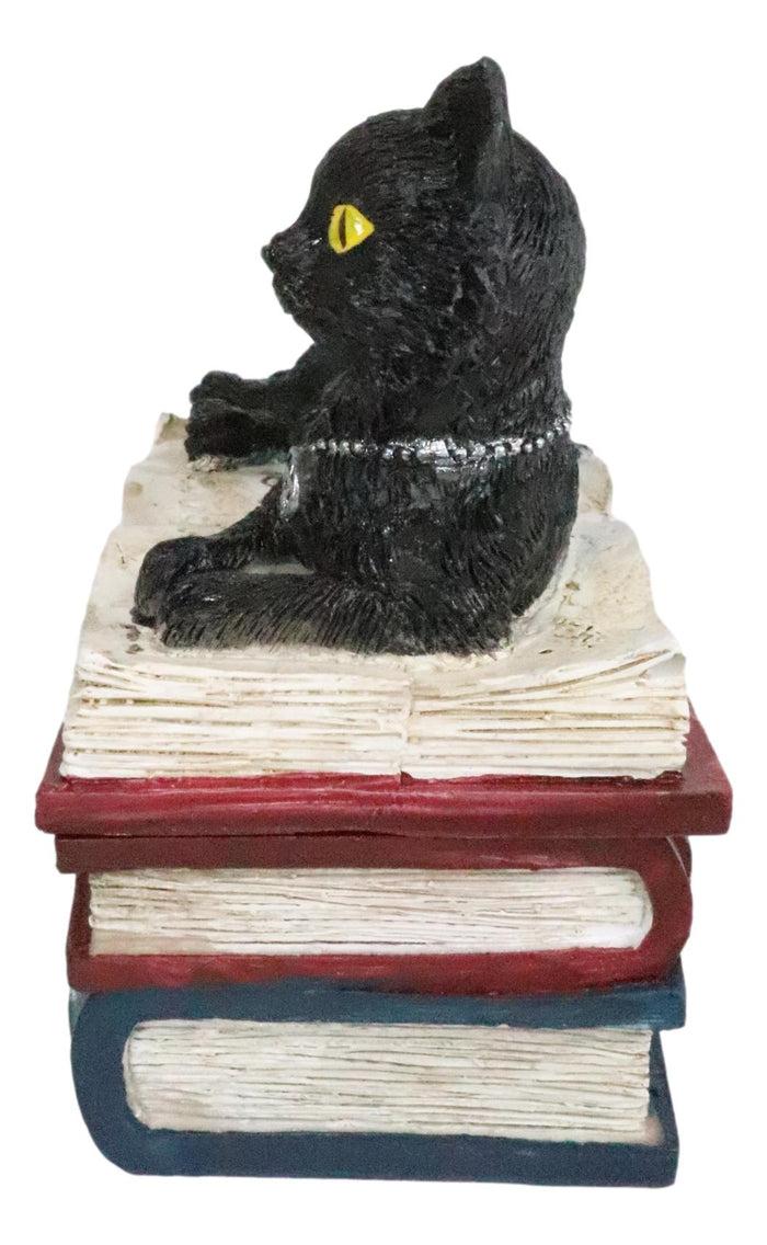 Ebros Gift Ebros Wiccan Black Cat With Pentagram Star Red Book Of Spells Box Figurine