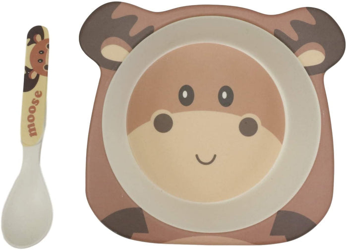 Ebros Gift Ebros Wild Moose 5 Piece Organic Bamboo Dinnerware Set For Kids Children Toddler