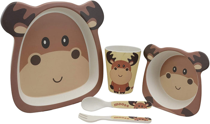 ebros gift Ebros Wild Moose 5 Piece Organic Bamboo Dinnerware Set For Kids Children Toddler