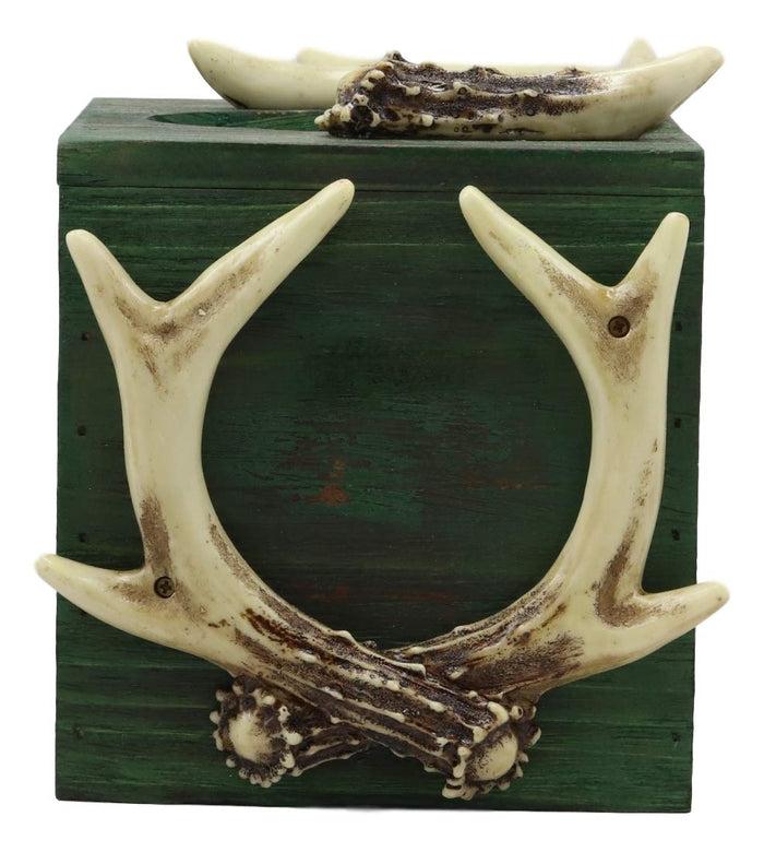 Ebros Gift Ebros Wildlife Buck Elk Deer Trophy Antlers Tissue Box Cover Sculpture 6.25"H