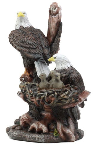 Ebros Gift Ebros Wildlife Habitat Bald Eagle Family In Nest Statue 12"H Eagle Mate With Nestlings