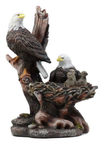 Ebros Gift Ebros Wildlife Habitat Bald Eagle Family In Nest Statue 12"H Eagle Mate With Nestlings