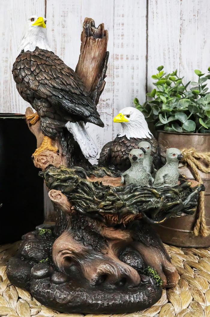 ebros gift Ebros Wildlife Habitat Bald Eagle Family In Nest Statue 12"H Eagle Mate With Nestlings