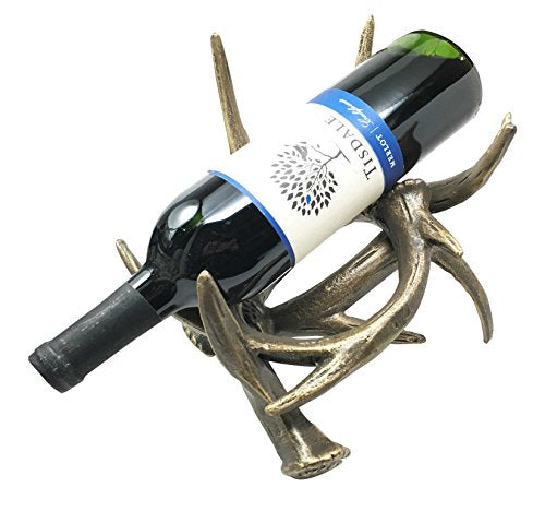 ebros gift Ebros Wildlife Outdoor Aluminum Buck Deer Antlers Rack Wine Bottle Holder Figurine