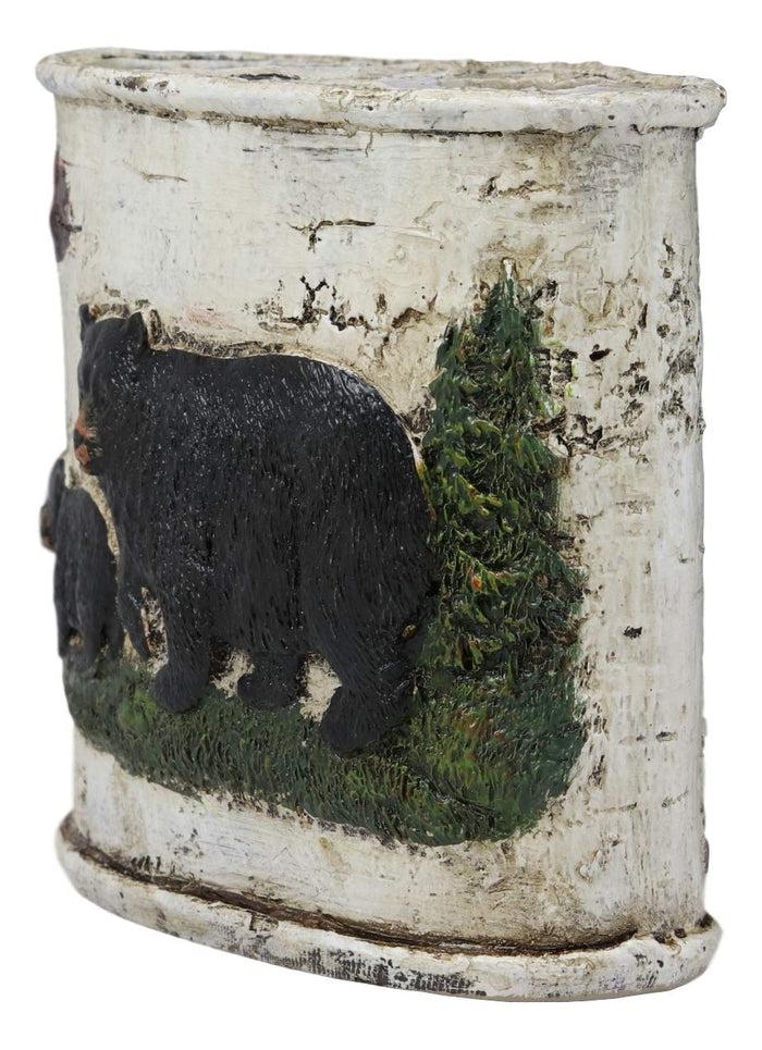 Ebros Gift Ebros Wildlife Rustic Black Bear In Pine Trees Forest Bathroom Accent Resin Figurine Accessories With Birch Wood Finish Western Country Cabin Lodge Decorative (Toothbrush And Toothpaste Holder)