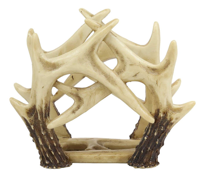 Ebros Gift Ebros Wildlife Rustic Buck Elk Deer Stag Entwined Antlers Kitchen Paper Napkin Holder Figurine 6.5" Wide Rustic Cabin Lodge Country Dining Table Counter Top Decorative Statue