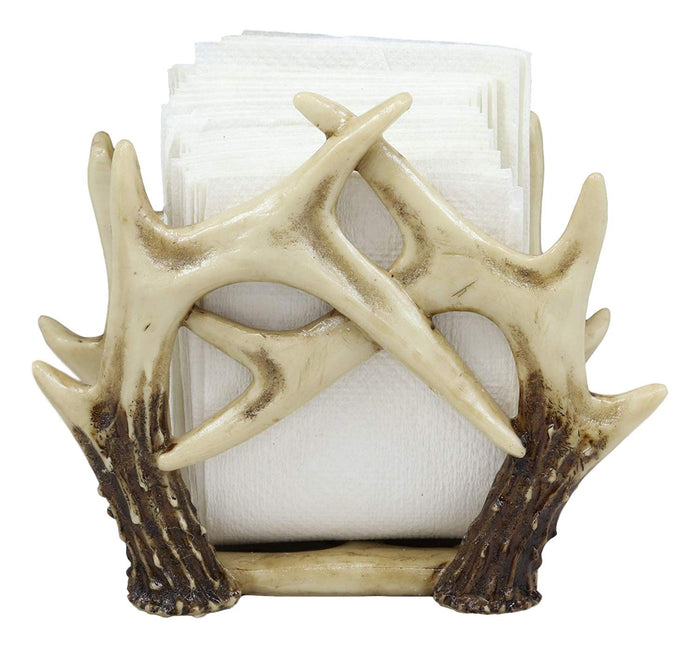 ebros gift Ebros Wildlife Rustic Buck Elk Deer Stag Entwined Antlers Kitchen Paper Napkin Holder Figurine 6.5" Wide Rustic Cabin Lodge Country Dining Table Counter Top Decorative Statue