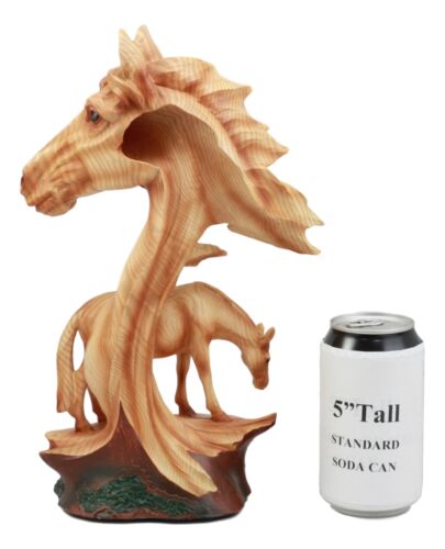 Ebros Gift Ebros Wildlife Scene Stallion Horse Bust Statue 12.5" Tall Horse Family Resin Decor In Faux Wood Finish