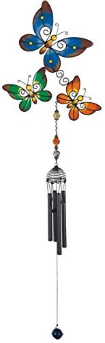 Ebros Gift Ebros Wind Chime With Black Coated Gems Butterfly Hanging Garden Decoration