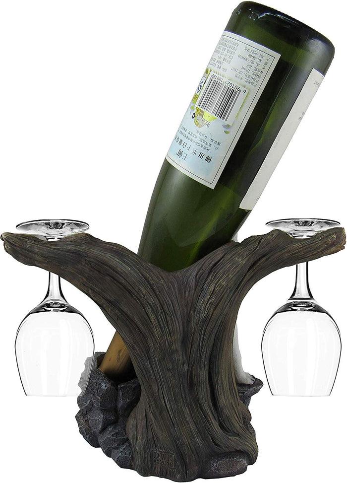 Ebros Gift Ebros Wine Of The Wild Howling White Wolf Wine Holder Set With Glasses 10-inch