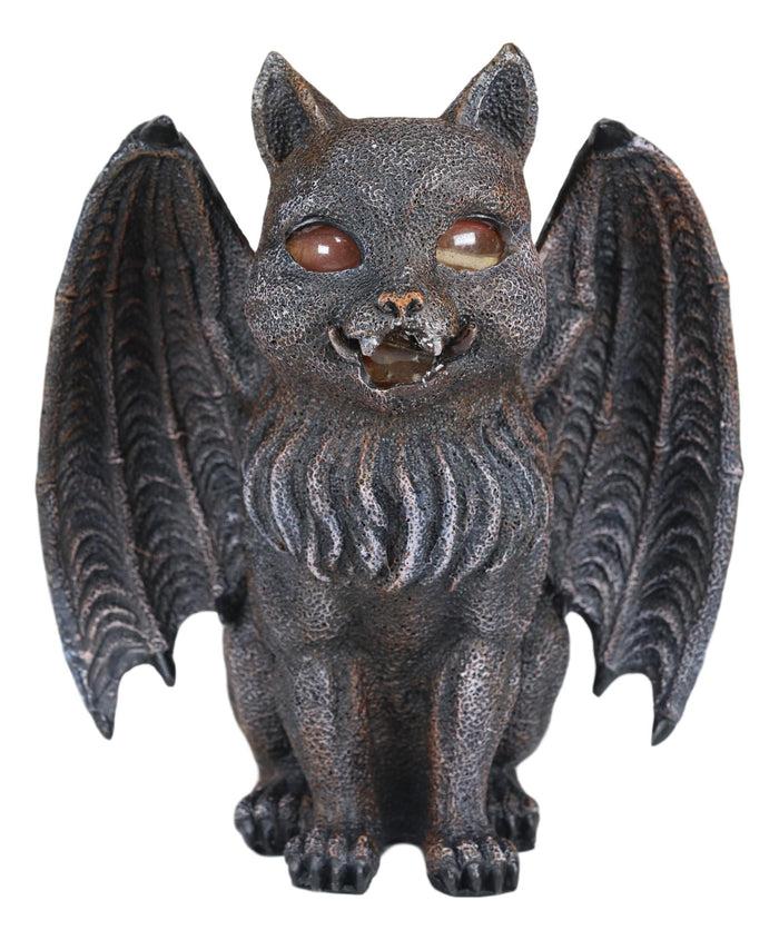 Ebros Gift Ebros Winged Cat Gargoyle With Vampire Fangs Glowing Eyes Candle Holder Statue