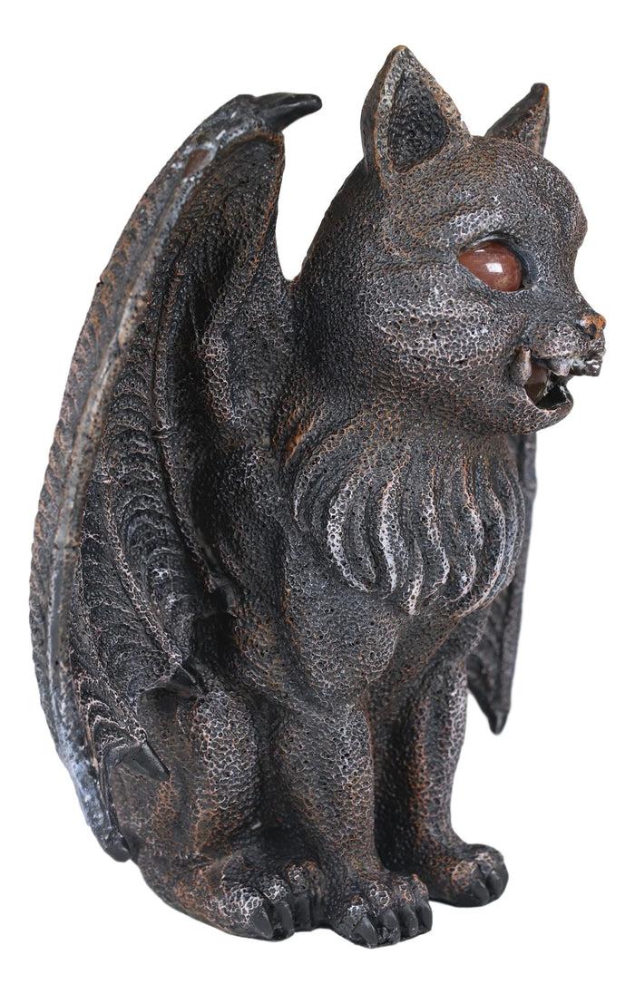 Ebros Gift Ebros Winged Cat Gargoyle With Vampire Fangs Glowing Eyes Candle Holder Statue