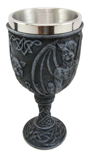 Ebros Gift Ebros Winged Gargoyle Wine Goblet Chalice With Stainless Steel Liner 6oz Resin