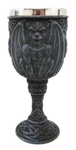 ebros gift Ebros Winged Gargoyle Wine Goblet Chalice With Stainless Steel Liner 6oz Resin