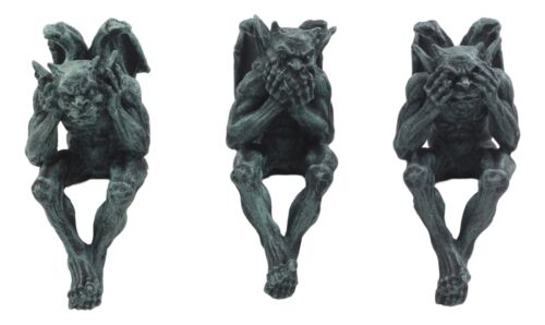 Ebros Gift Ebros Winged Hear No Evil See No Evil Speak No Evil Gargoyle Shelf Sitters Figurine