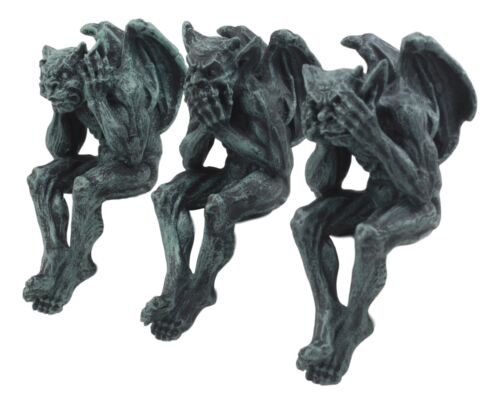 Ebros Gift Ebros Winged Hear No Evil See No Evil Speak No Evil Gargoyle Shelf Sitters Figurine