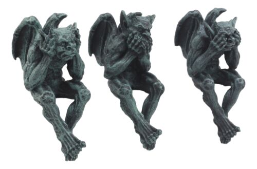 Ebros Gift Ebros Winged Hear No Evil See No Evil Speak No Evil Gargoyle Shelf Sitters Figurine