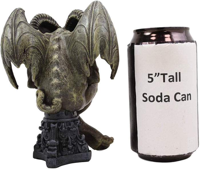 Ebros Gift Ebros Winged Ram Horned Gargoyle Sitting On Cathedral Pedestal Statue 6" High