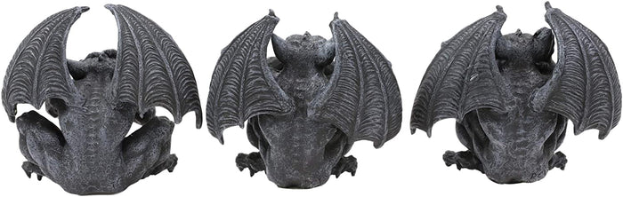 Ebros Gift Ebros Winged See Hear Speak No Evil Squatting Gargoyle Shelf Sitters 3.75" Tall