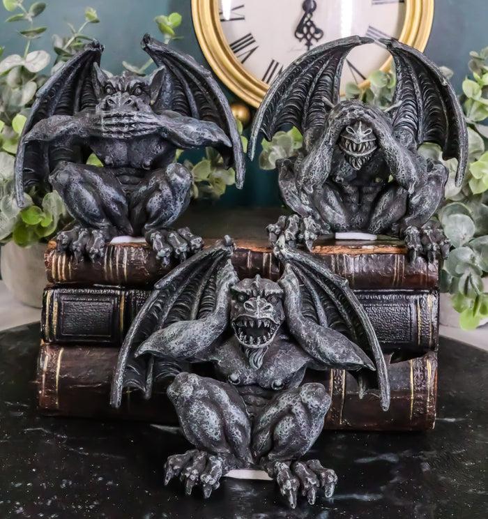 ebros gift Ebros Winged See Hear Speak No Evil Squatting Gargoyle Shelf Sitters 3.75" Tall