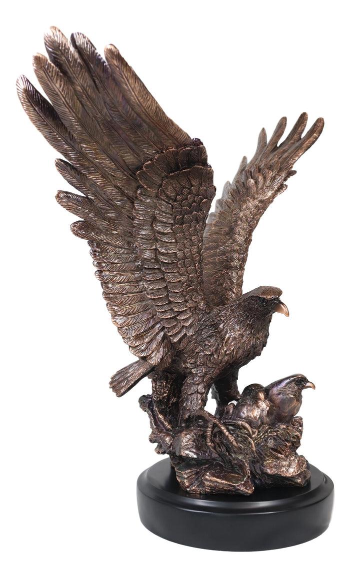 Ebros Gift Ebros Wings Of Glory Bald Eagle Mother With Eaglets In Nest Electroplated Statue