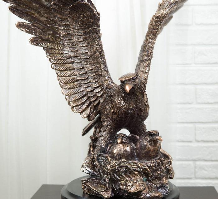 Ebros Gift Ebros Wings Of Glory Bald Eagle Mother With Eaglets In Nest Electroplated Statue