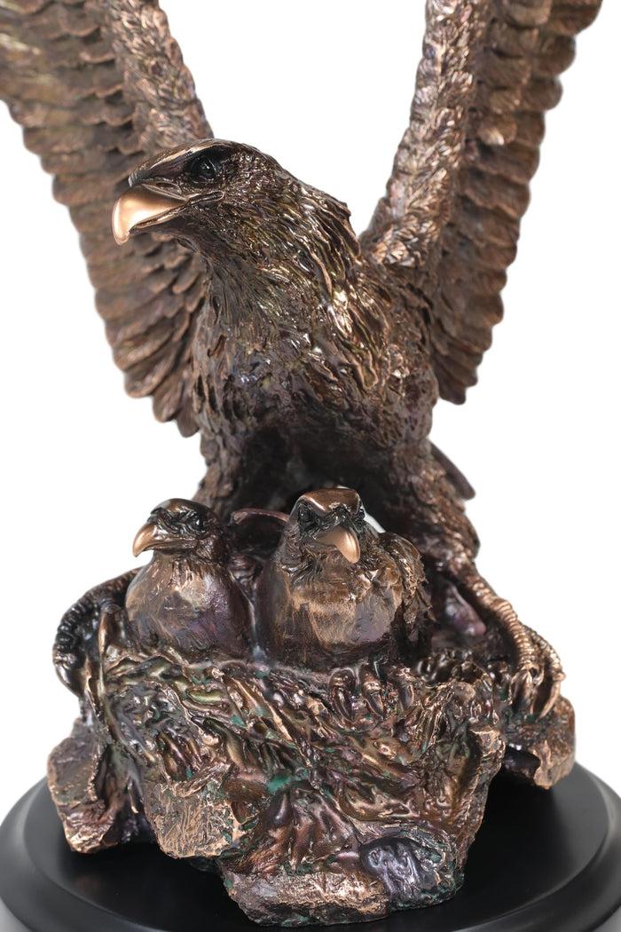 Ebros Gift Ebros Wings Of Glory Bald Eagle Mother With Eaglets In Nest Electroplated Statue