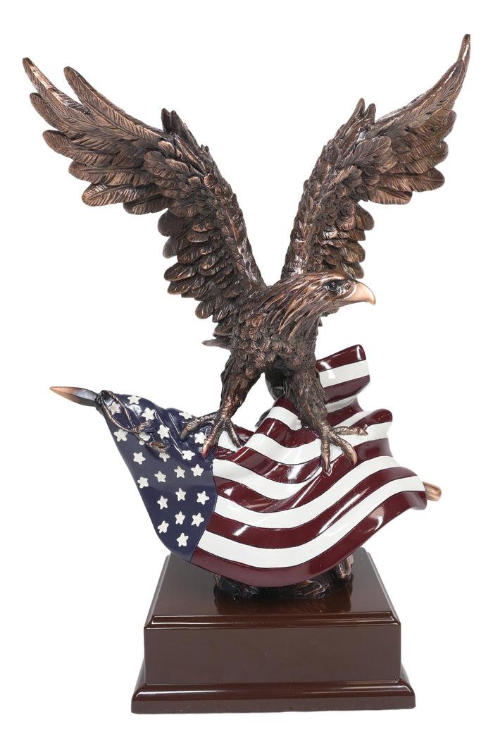 Ebros Gift Ebros Wings Of Glory Majestic Bald Eagle Clutching On USA American Flag Statue