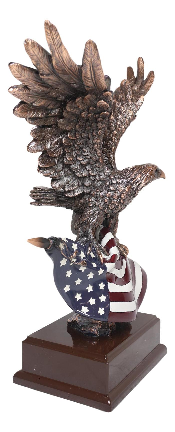 Ebros Gift Ebros Wings Of Glory Majestic Bald Eagle Clutching On USA American Flag Statue