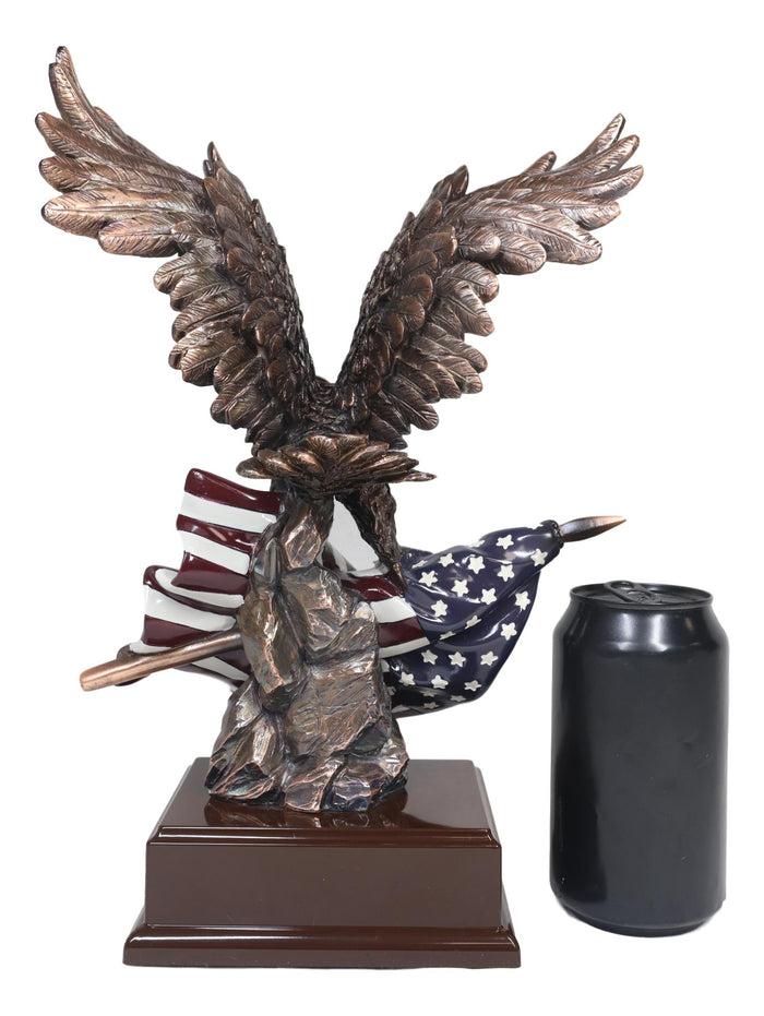 Ebros Gift Ebros Wings Of Glory Majestic Bald Eagle Clutching On USA American Flag Statue