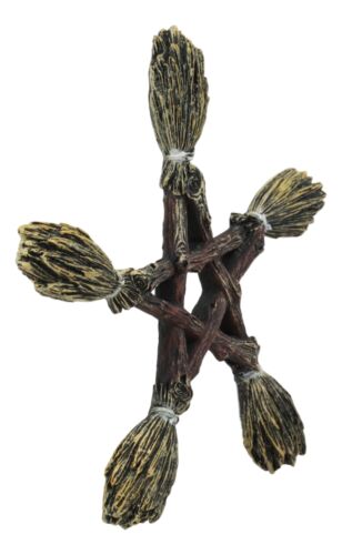 Ebros Gift Ebros Witchcraft And Wiccan Broomsticks Pentagram Wall Decor Pentacle Hanging Plaque