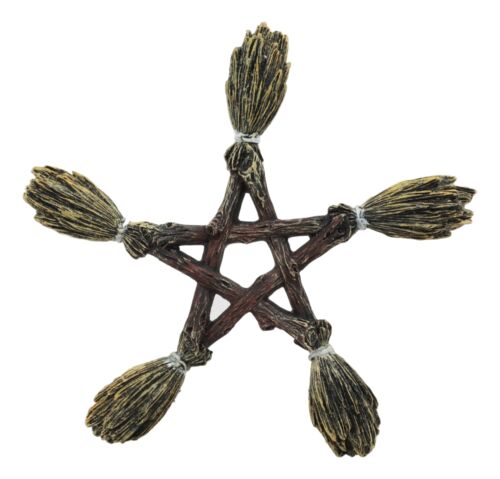 Ebros Gift Ebros Witchcraft And Wiccan Broomsticks Pentagram Wall Decor Pentacle Hanging Plaque