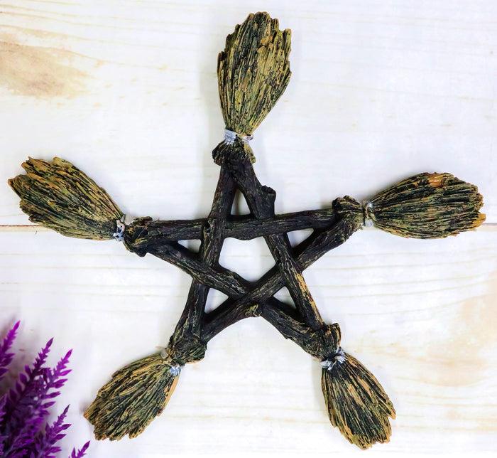 ebros gift Ebros Witchcraft and Wiccan Broomsticks Pentagram Wall Decor Pentacle Hanging Plaque