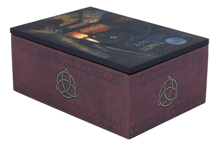 Ebros Gift Ebros Witching Hour Black Cat Under The Full Moon Tarot Card Deck Holder Jewelry Box Accessories Mystical Feline Cats Wicca Witchcraft Talisman Tarots Fortune Teller Psychic Boxes Decors