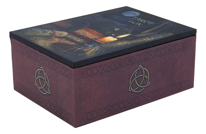 Ebros Gift Ebros Witching Hour Black Cat Under The Full Moon Tarot Card Deck Holder Jewelry Box Accessories Mystical Feline Cats Wicca Witchcraft Talisman Tarots Fortune Teller Psychic Boxes Decors