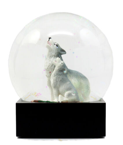 Ebros Gift Ebros Wolf Water Globe Alpha Wolf & Cub Family Collectible Figurine 4.5"Tall