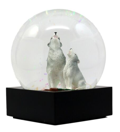 Ebros Gift Ebros Wolf Water Globe Alpha Wolf & Cub Family Collectible Figurine 4.5"Tall
