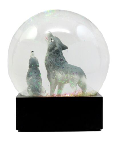 Ebros Gift Ebros Wolf Water Globe Alpha Wolf & Cub Family Collectible Figurine 4.5"Tall