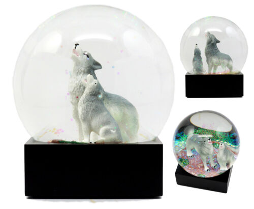 ebros gift Ebros Wolf Water Globe Alpha Wolf & Cub Family Collectible Figurine 4.5"Tall