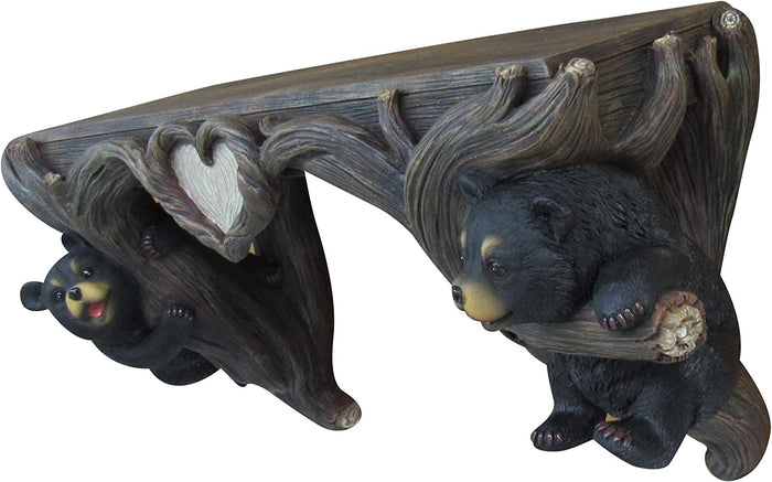 Ebros Gift Ebros Wood Love To Hang Out Black Bear Cubs In Tree Floating Shelf Welcome Decor