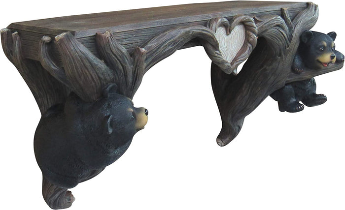 Ebros Gift Ebros Wood Love To Hang Out Black Bear Cubs In Tree Floating Shelf Welcome Decor