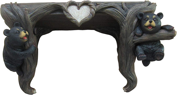 ebros gift Ebros Wood Love to Hang Out Black Bear Cubs in Tree Floating Shelf Welcome Decor