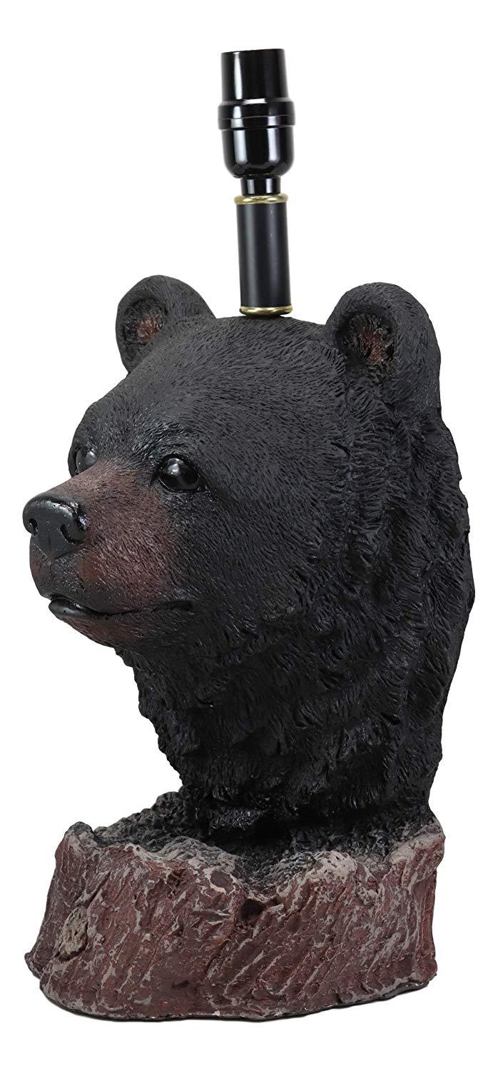 Ebros Gift Ebros Woodland Rustic Cabin Lodge Decor Mountain Black Bear Head Bust Table Lamp Statue With Shade 23"High Forest Bears Bedside Desktop Lamps Vintage Design Home Accent
