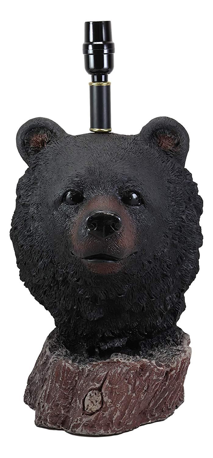 Ebros Gift Ebros Woodland Rustic Cabin Lodge Decor Mountain Black Bear Head Bust Table Lamp Statue With Shade 23"High Forest Bears Bedside Desktop Lamps Vintage Design Home Accent